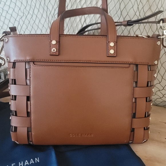 Cole Haan Brown Woven Leather Bag - STUNNING - Picture 9 of 16